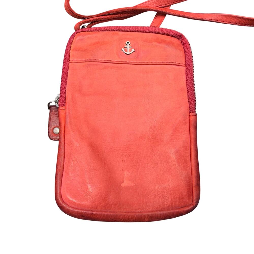 Harbour 2nd Red Leather Crossbody Phone Bag Wallet Organizer Anchor Purse